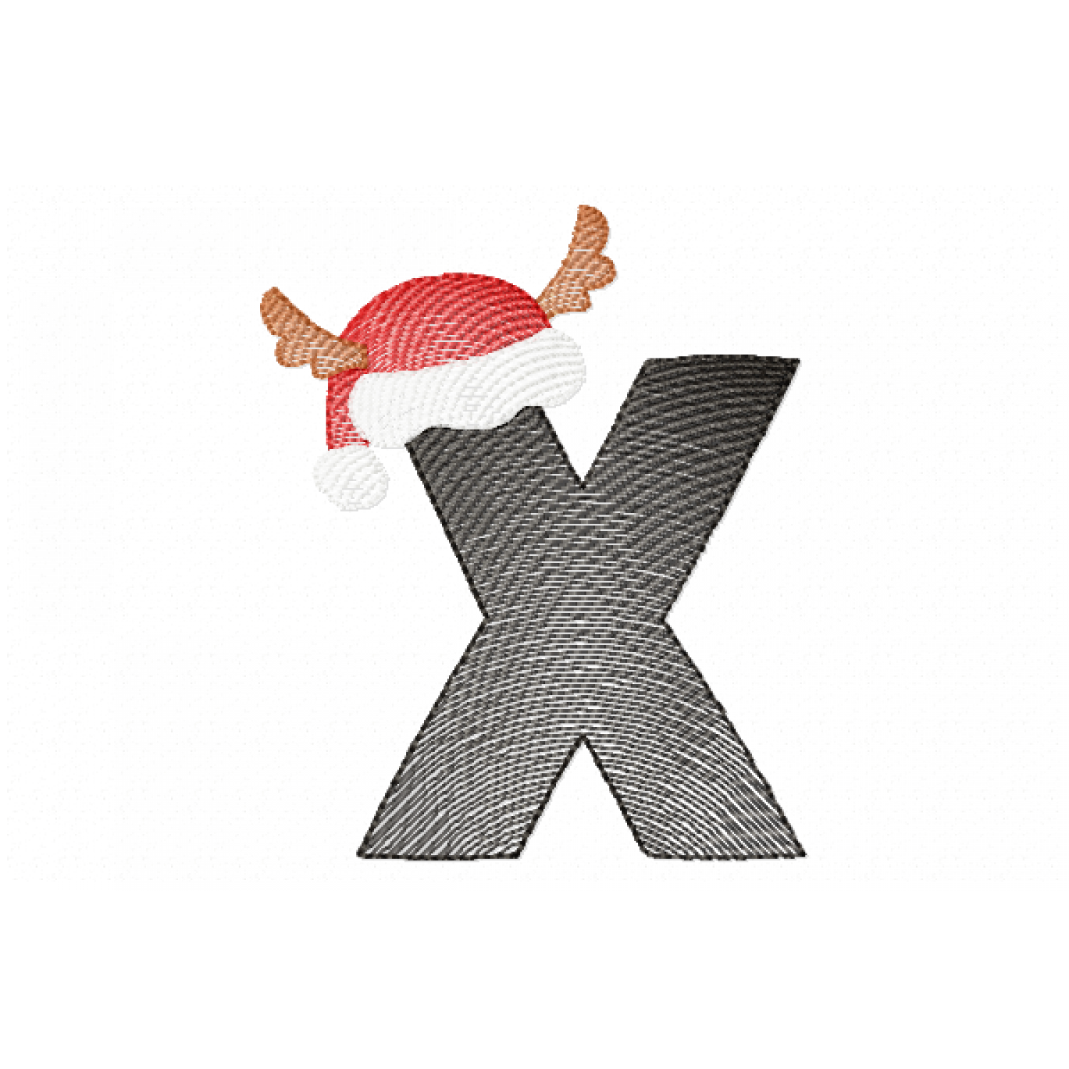 Santa Letter X Monogram Embroidery Design