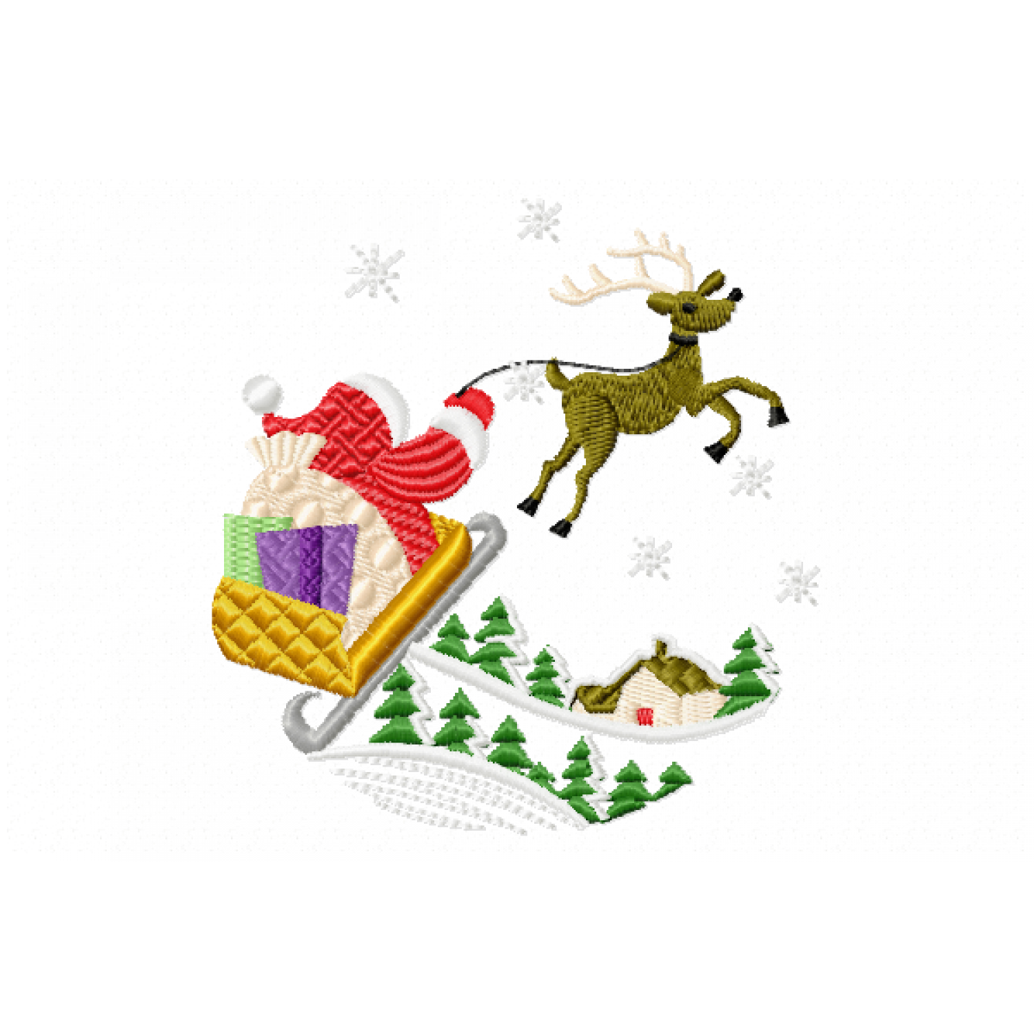 Santa Sleigh Embroidery Design
