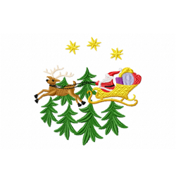 Santa Sleigh Embroidery Design