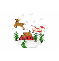 Santa Sleigh Embroidery Design