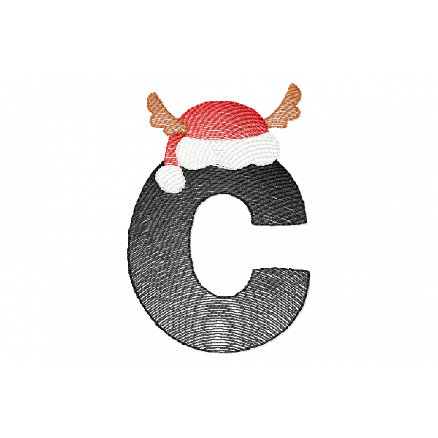 Santa Letter C Monogram Embroidery Design