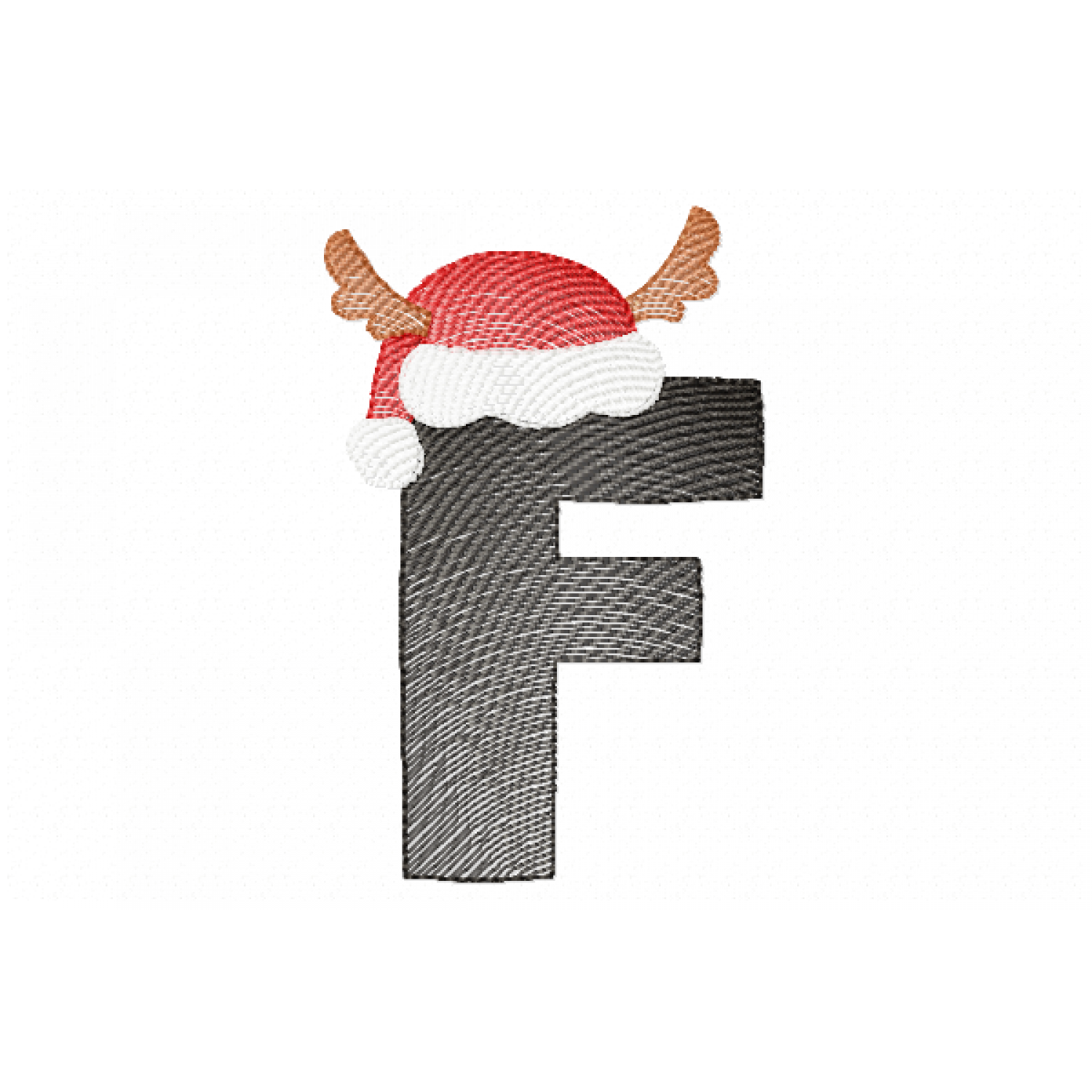 Santa Letter F Monogram Embroidery Design
