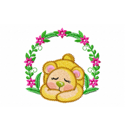 Sleeping bear Embroidery Design