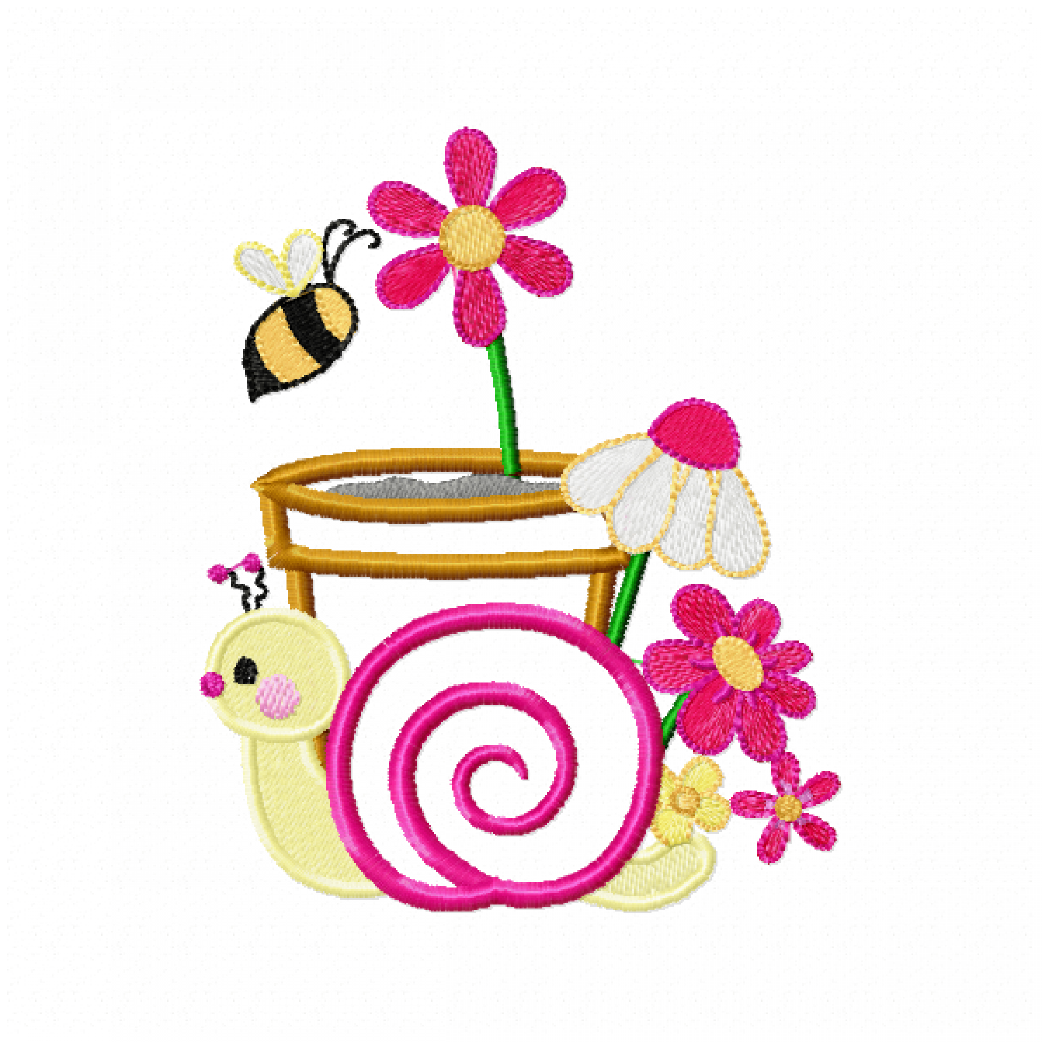 Snail applique Embroidery Design