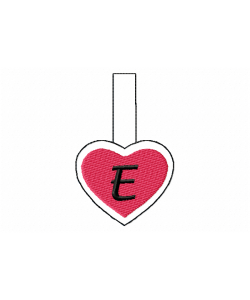 Snap Tab Heart Letter E ITH in the hoop Embroidery Design