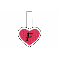 Snap Tab Heart Letter F ITH in the hoop Embroidery Design