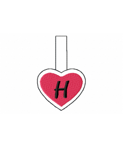 Snap Tab Heart Letter H ITH in the hoop Embroidery Design Snap Tab Heart Letter H ITH in the hoop Embroidery Design