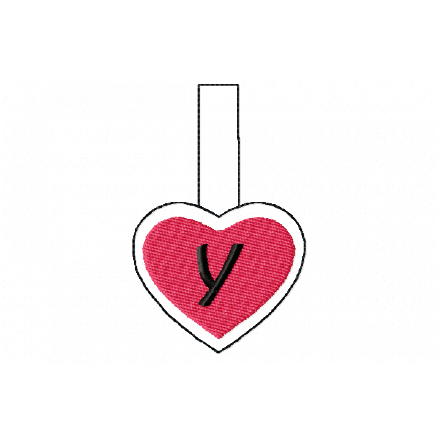 Snap Tab Heart Letter Y ITH in the hoop Embroidery Design