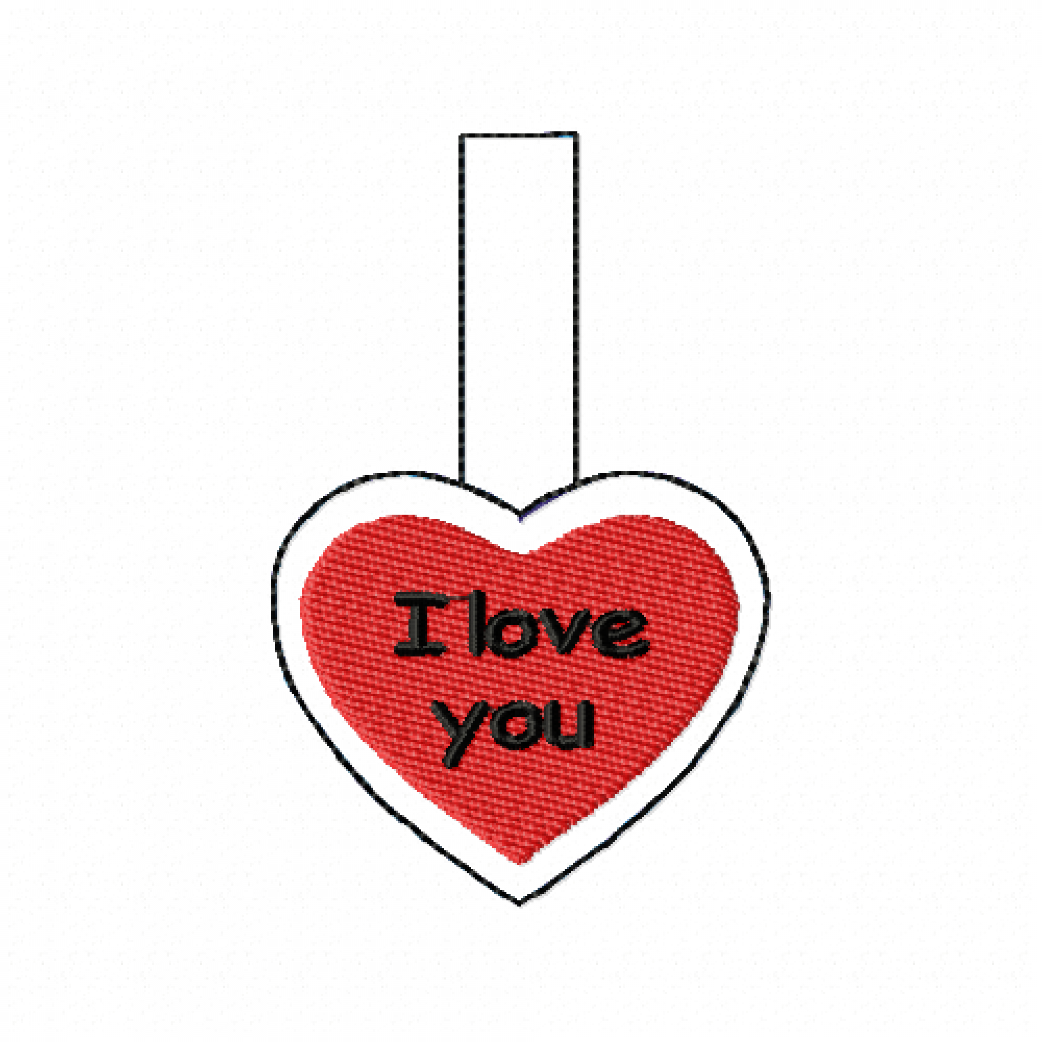 Snap Tab I love you Embroidery Design