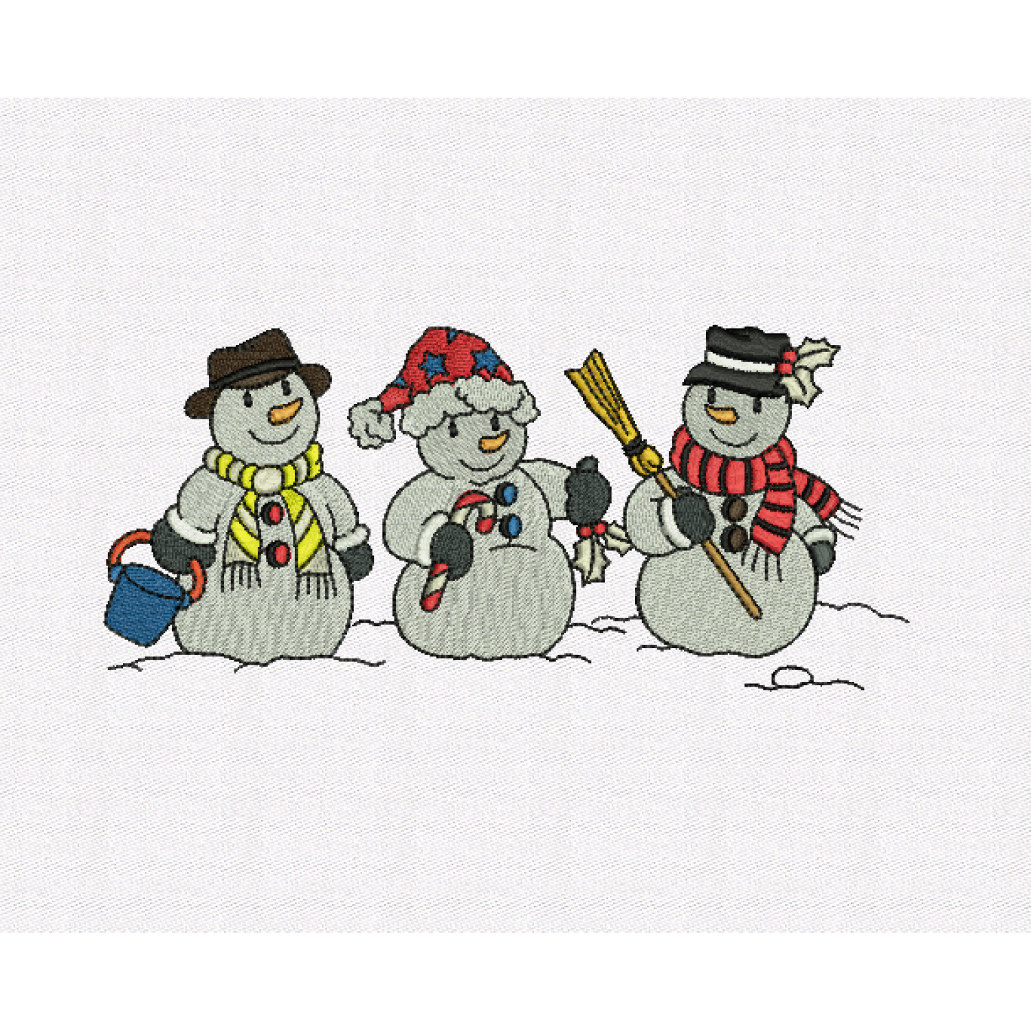 Three Snowman Embroidery Design