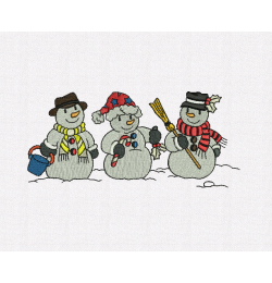 Three Snowman Embroidery Design
