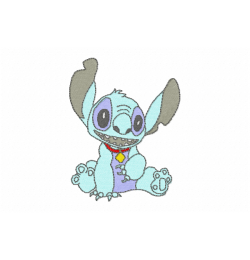 Cute Blue Alien Embroidery Design 4x4