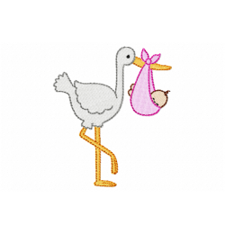 Stork Baby Embroidery Design