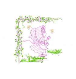 Vintage Girl Sunbonnet Embroidery Design Vintage Girl Sunbonnet Embroidery Design