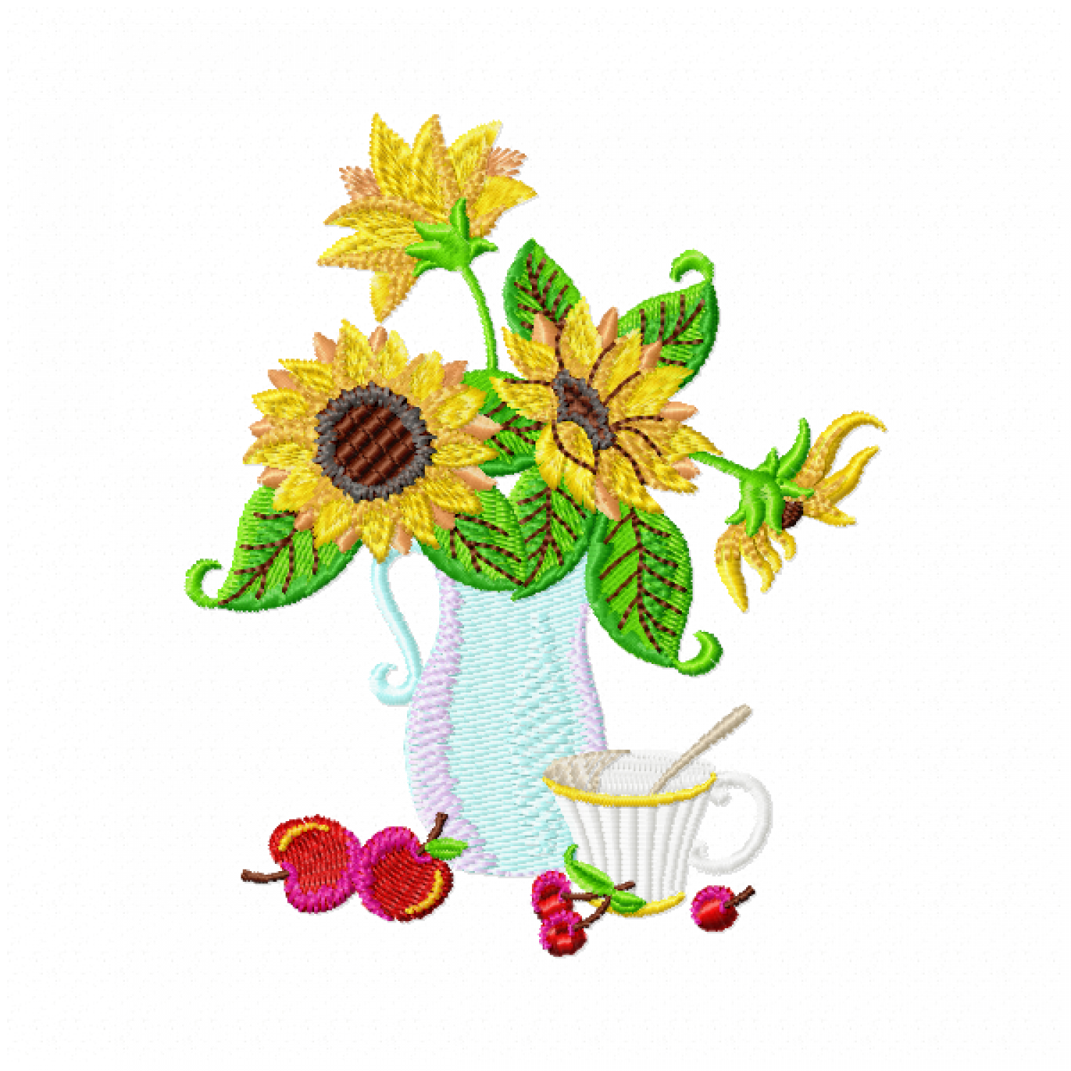 Sunflower in Vase Embroidery Design