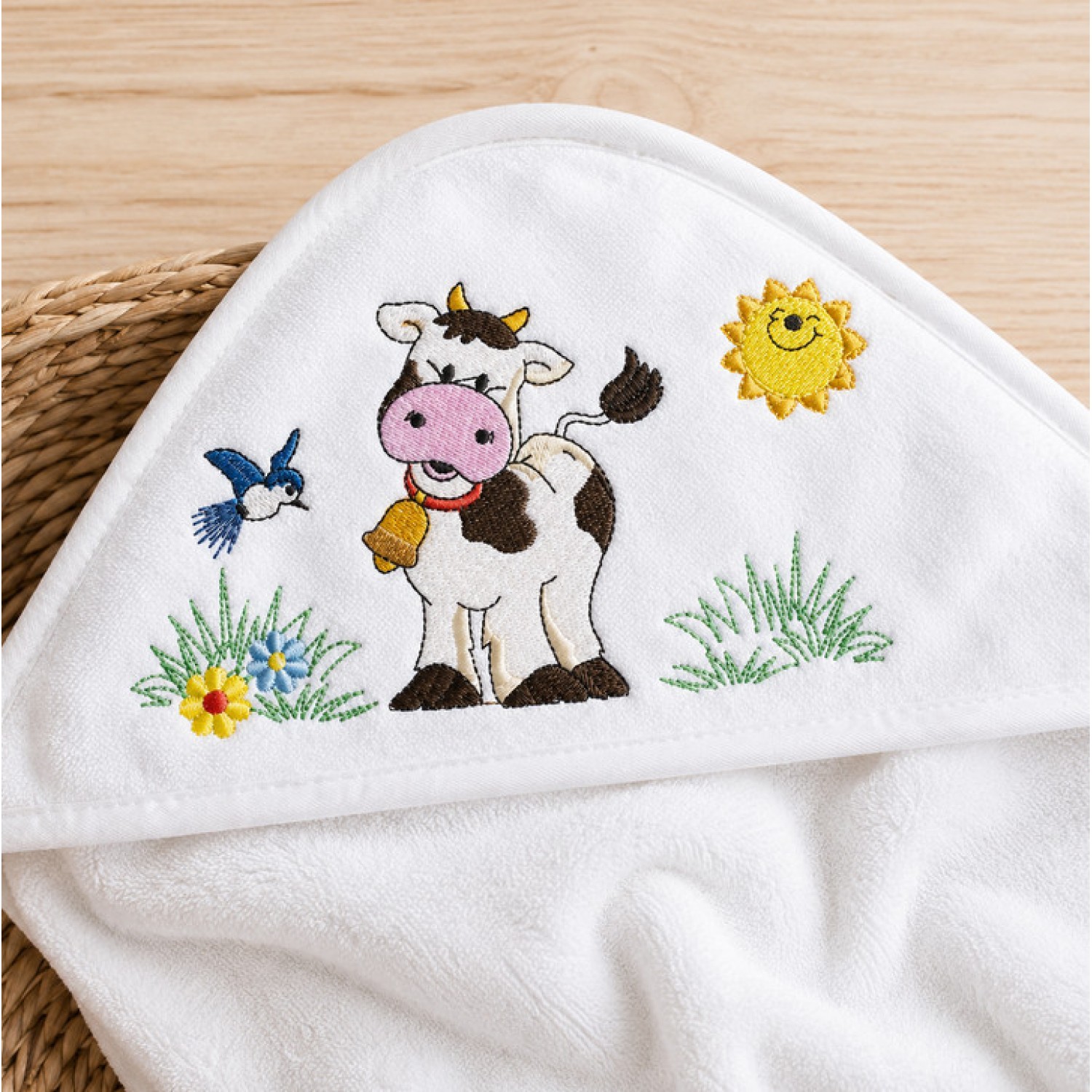 Sunny Farm Cow Embroidery Design