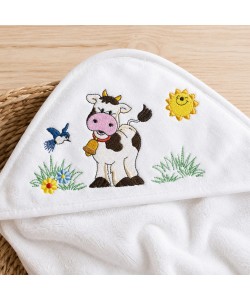 Sunny Farm Cow Embroidery Design