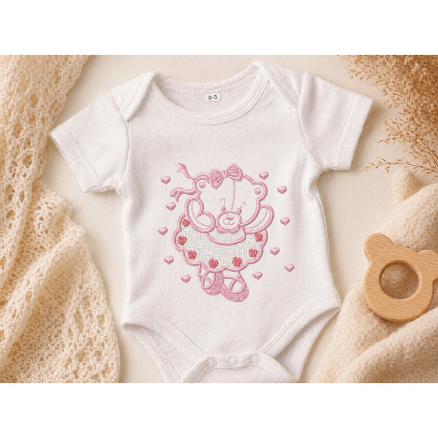 Sweet Ballerina Teddy Embroidery Design