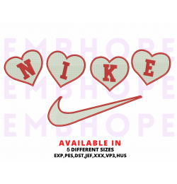 Sweet Hearts Embroidery Design 5 Sizes