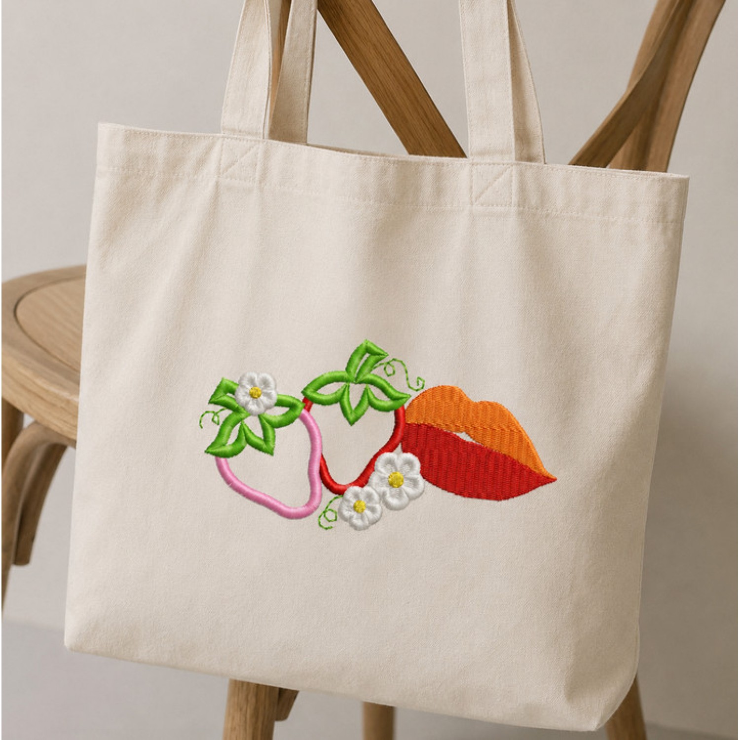 Sweet Strawberry Lips Embroidery Design