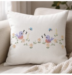 Sweet Singing Birds Floral Embroidery Design