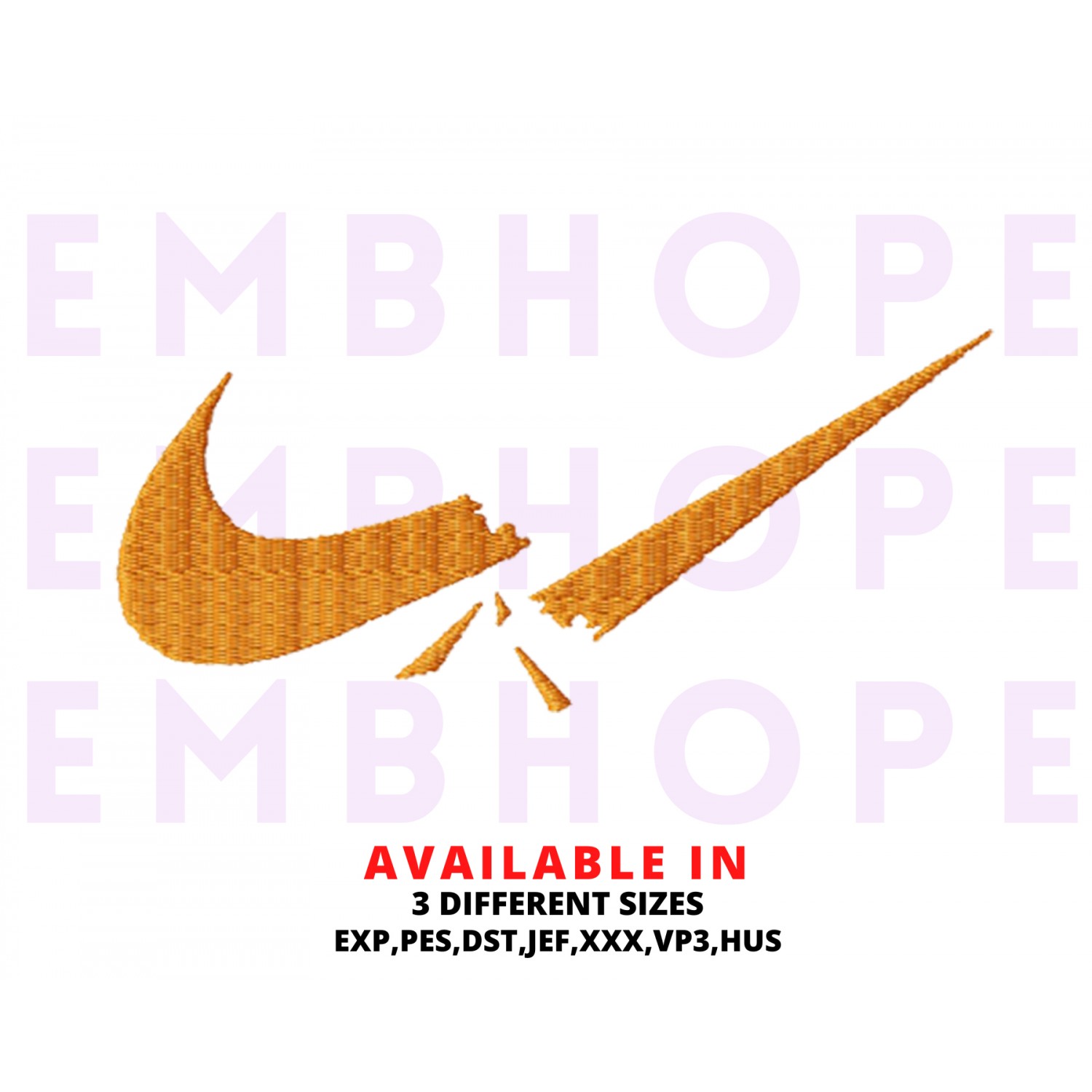 Swoosh Broken And Logo Sports Embroidery Design 3 Sizes
