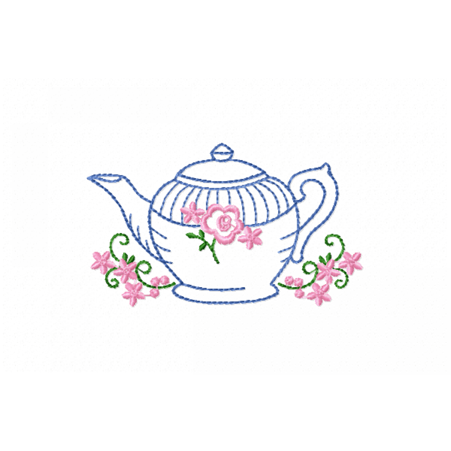 Floral Teapot Embroidery Design
