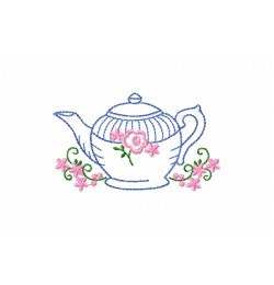 Floral Teapot Embroidery Design