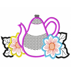 Floral Teapot Embroidery Design