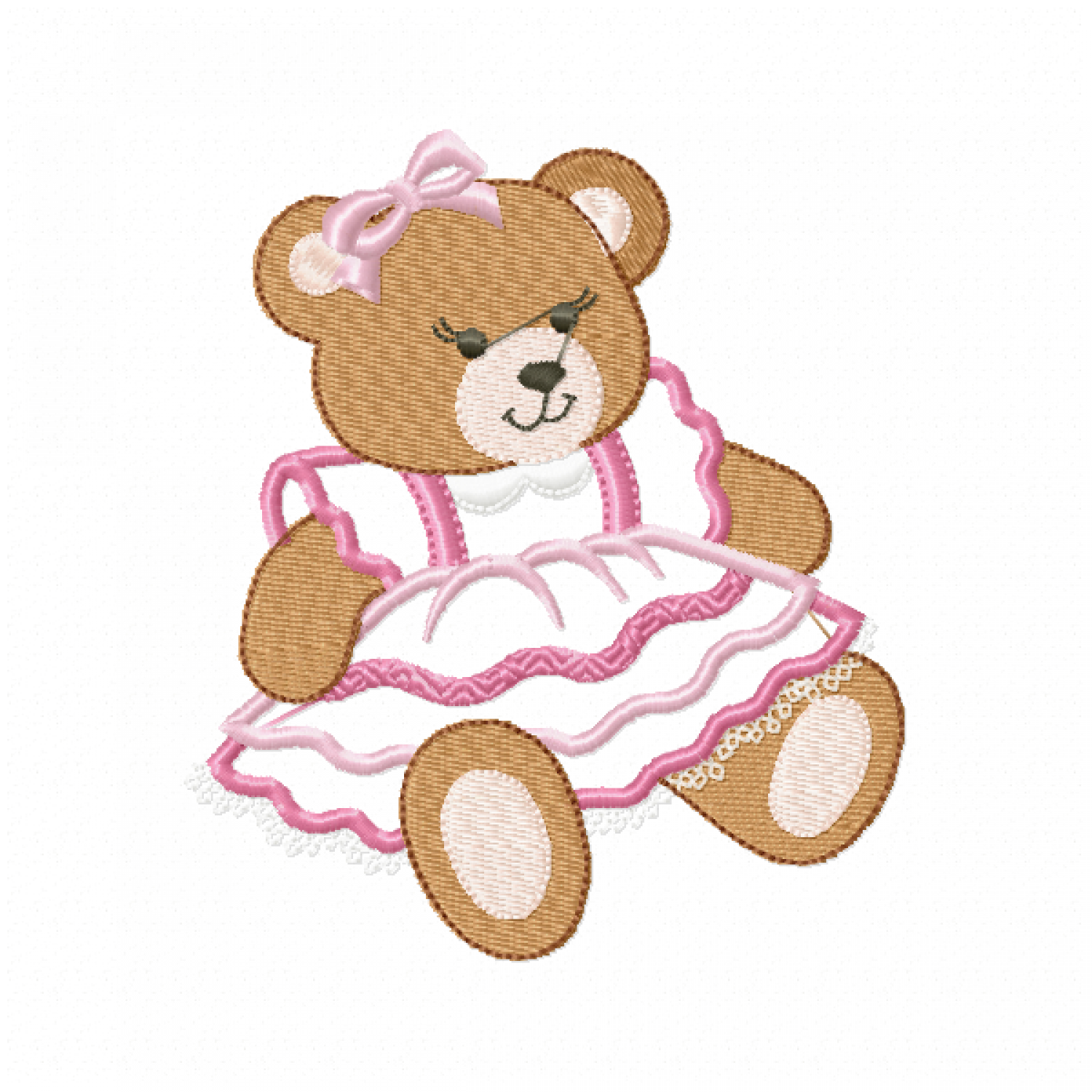 Teddy bear girl Embroidery Design 5x7