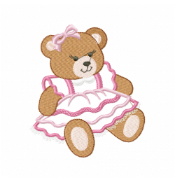 Teddy bear girl Embroidery Design 5x7