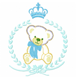 Teddy bear with crown Embroidery Design 5x7