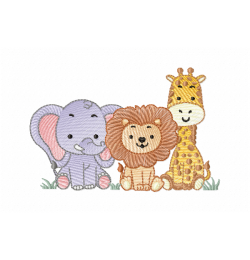 Three animals Embroidery Design