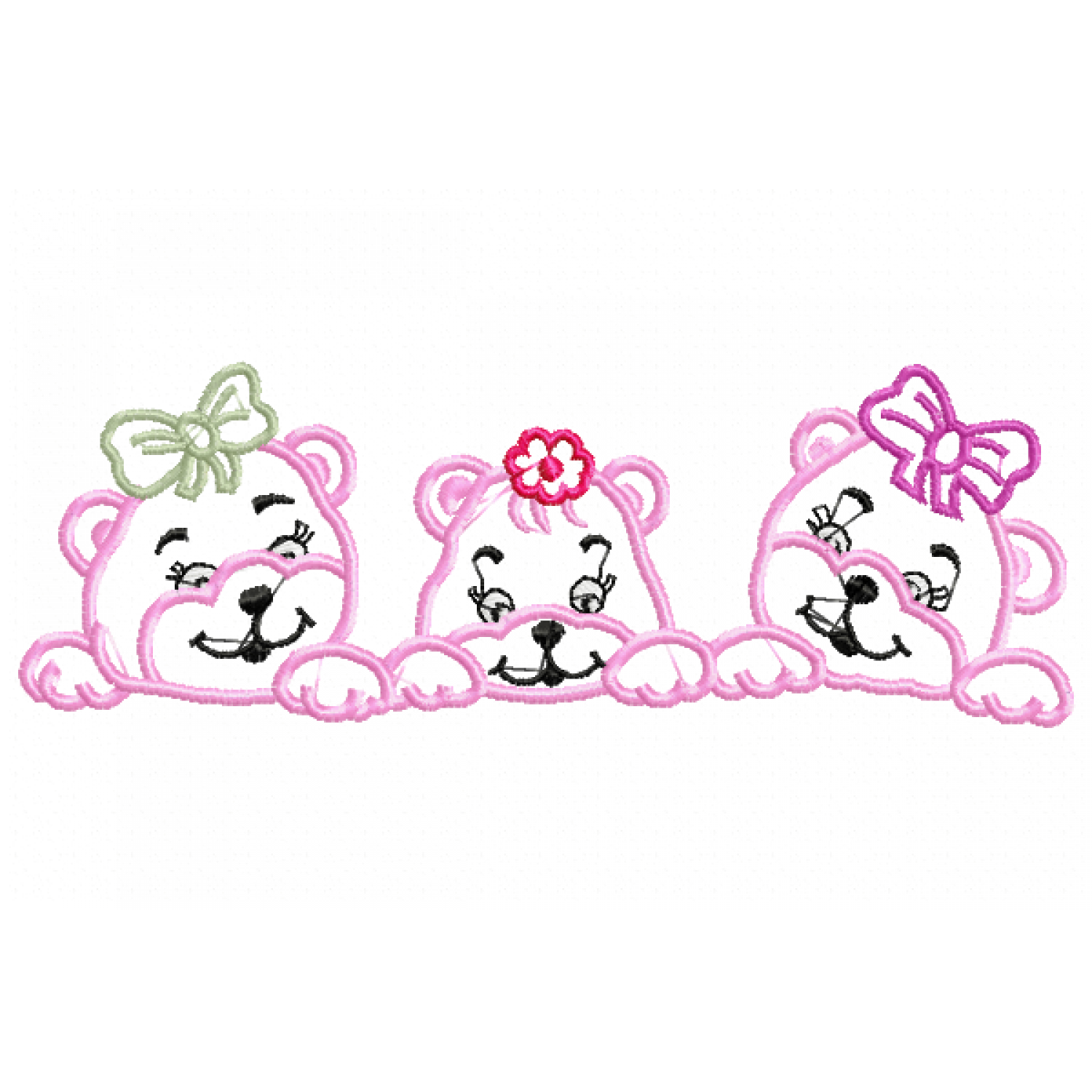 Three bears Embroidery Design