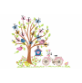 Spring Garden Tree Embroidery Design with Birds & Bicycle