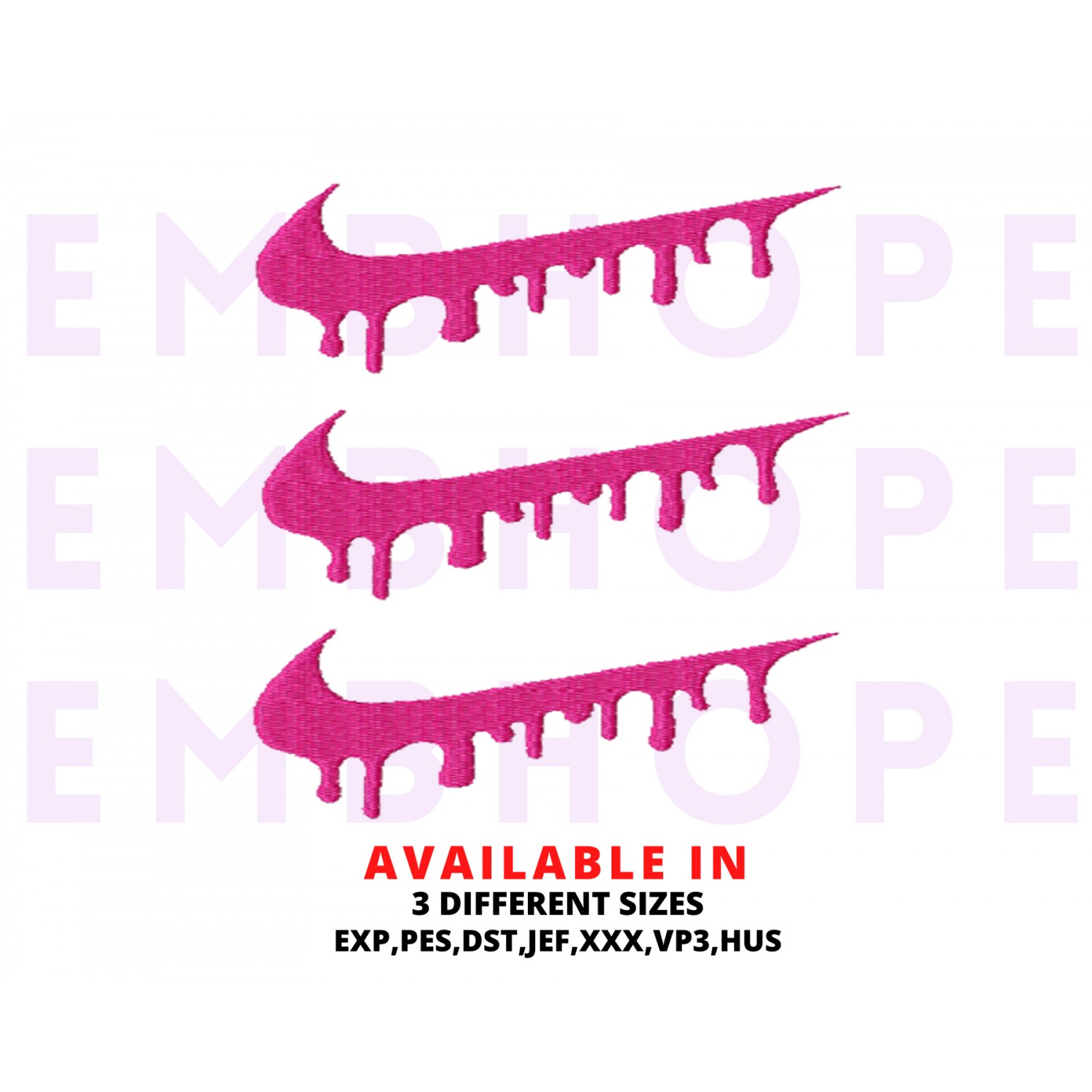 Triple Drip Logo Sports Embroidery Design 3 Sizes