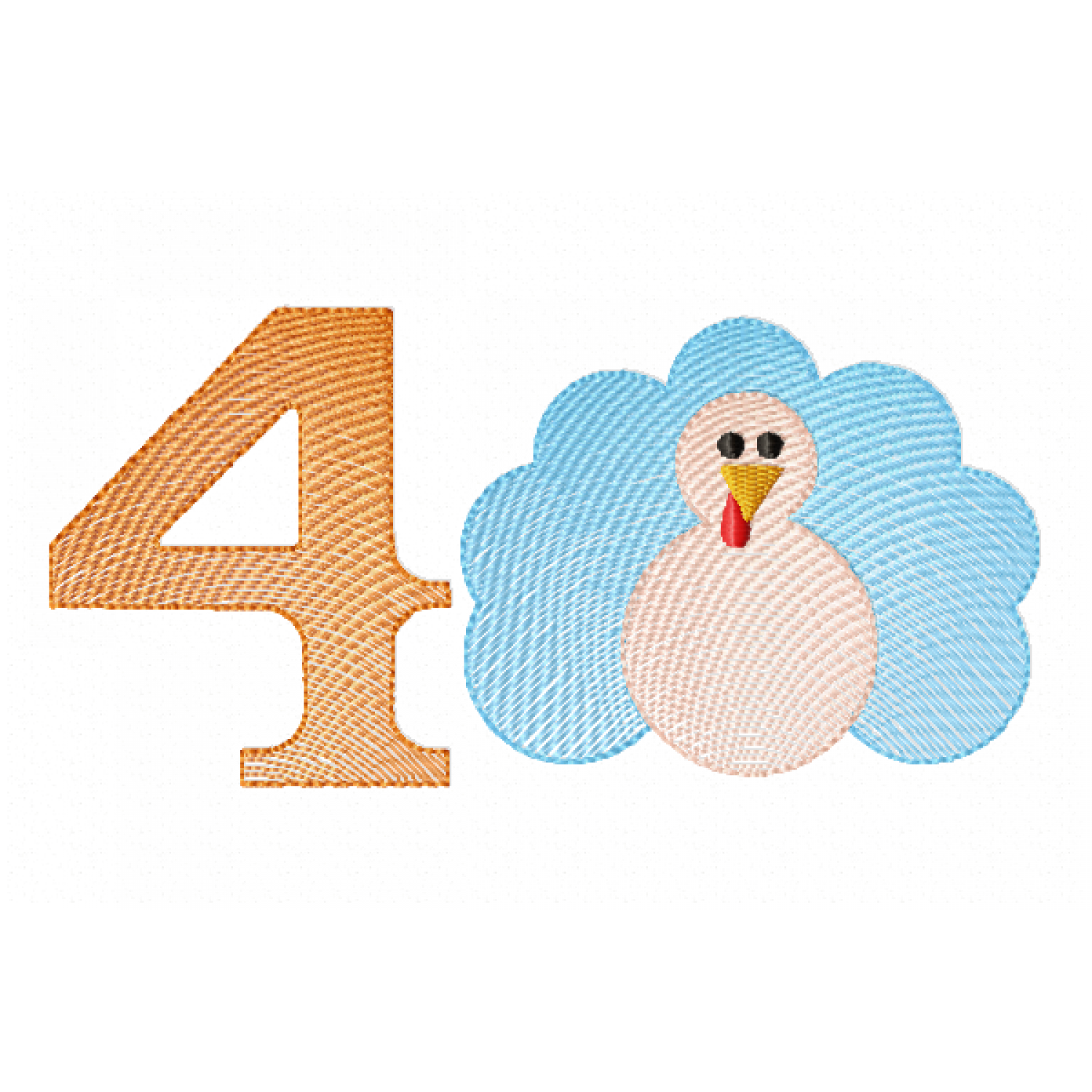 Turkey Birthday Number 4 Embroidery Design