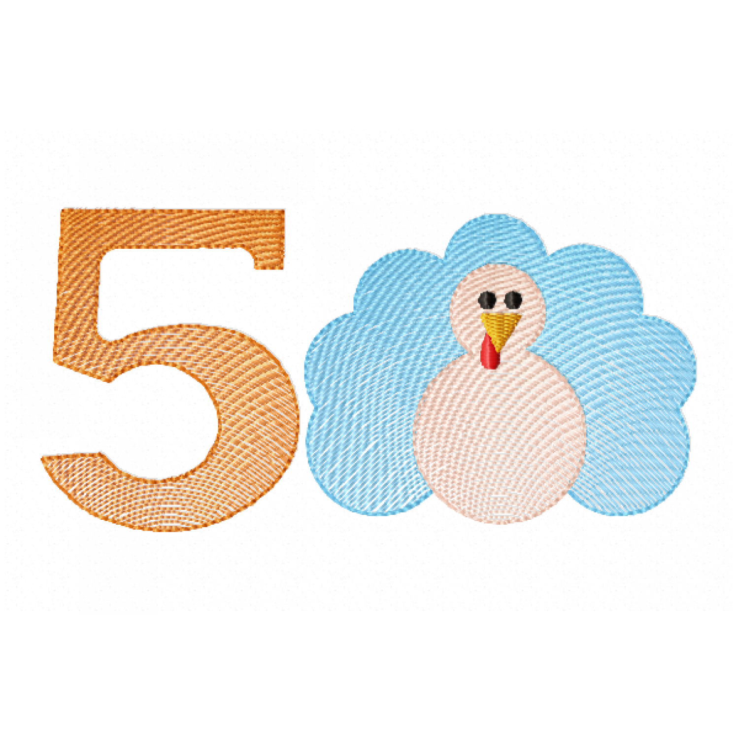 Turkey Birthday Number 5 Embroidery Design
