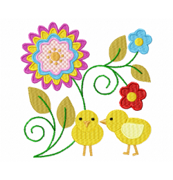 Two baby duck Embroidery Design