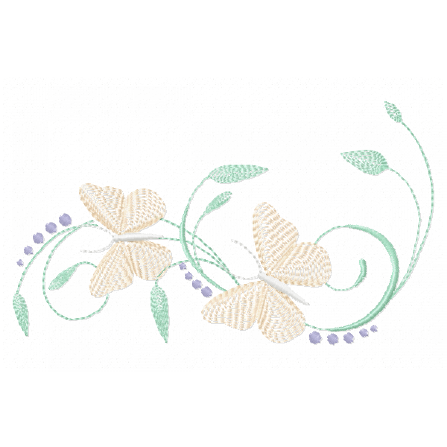 Elegant Pastel Butterfly Vine Embroidery Design