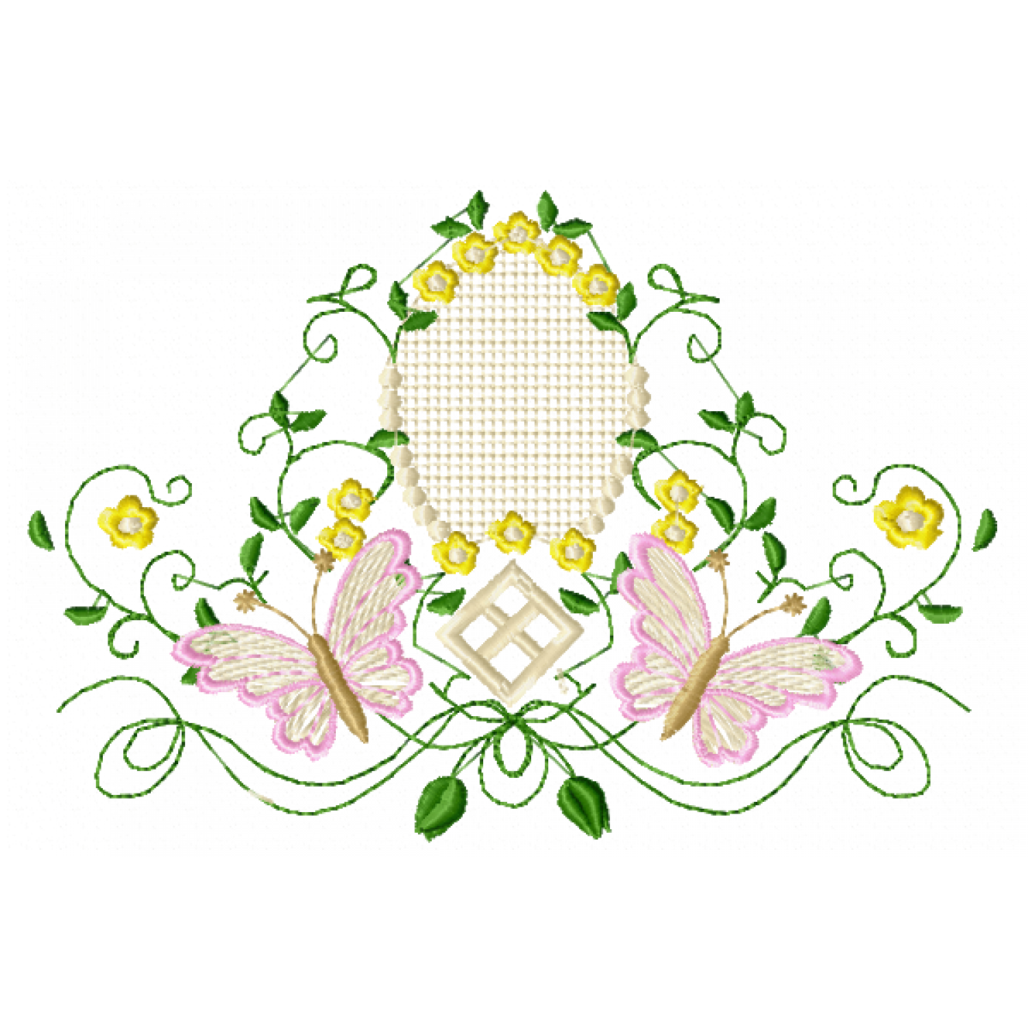 Butterfly Garden Frame Embroidery Design