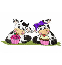 Two cows Embroidery Design
