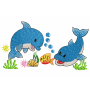 Two dolphine sea Embroidery Design