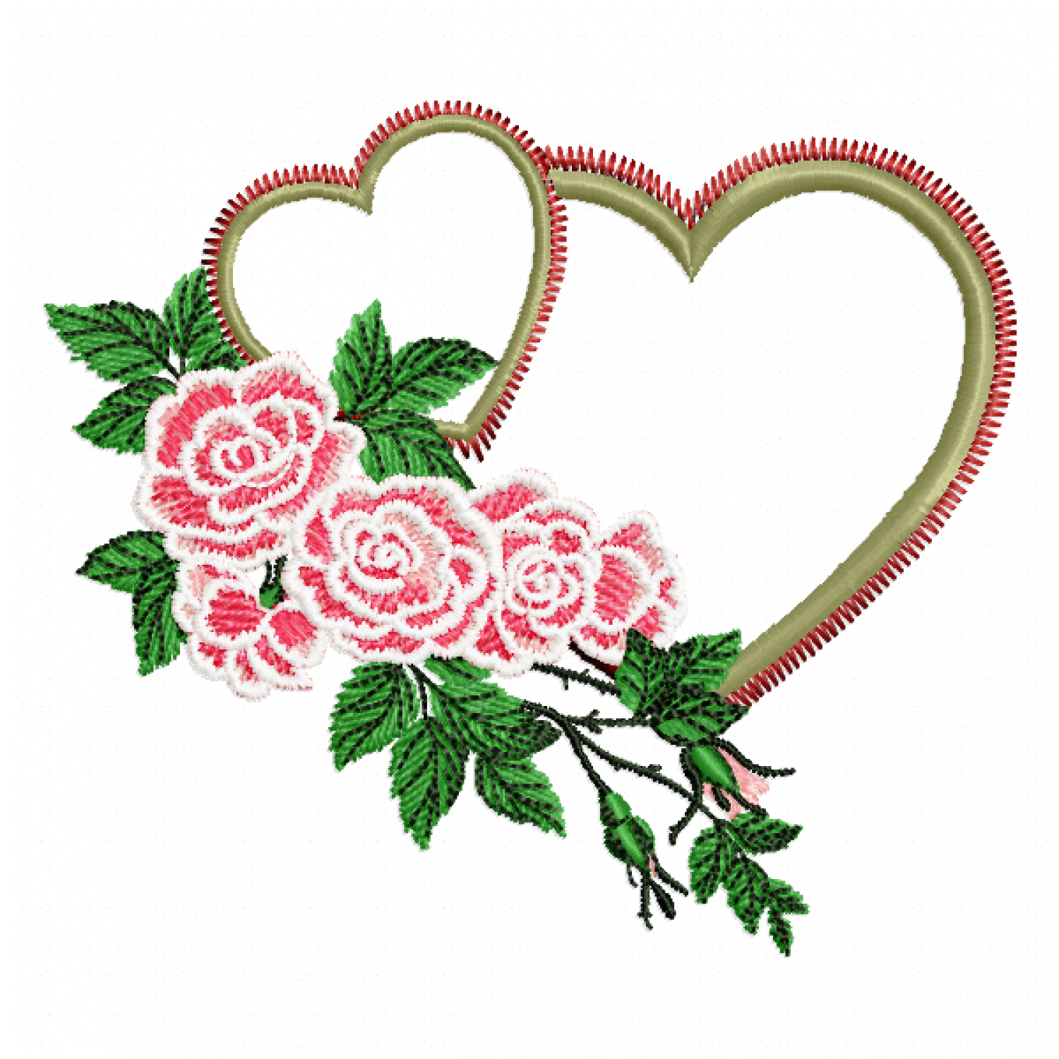 Two Hearts Embroidery Design