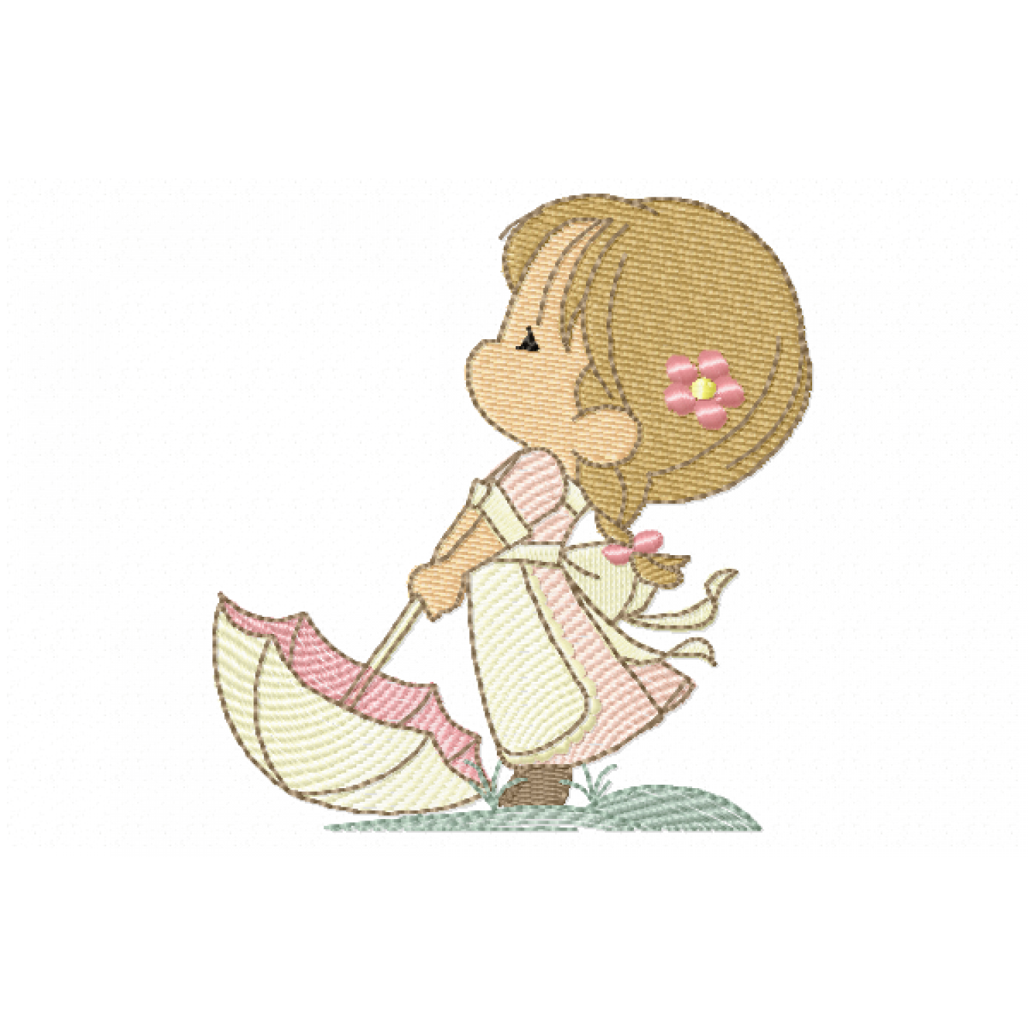 Umbrella girl Embroidery Design