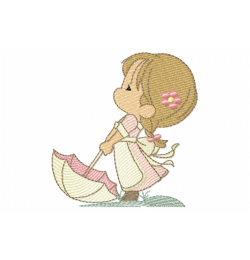 Umbrella girl Embroidery Design