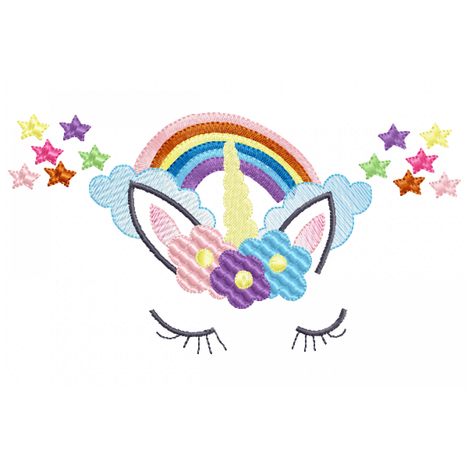 Girl Unicorn Embroidery Design 5x7 
