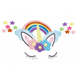 Girl Unicorn Embroidery Design 5x7 