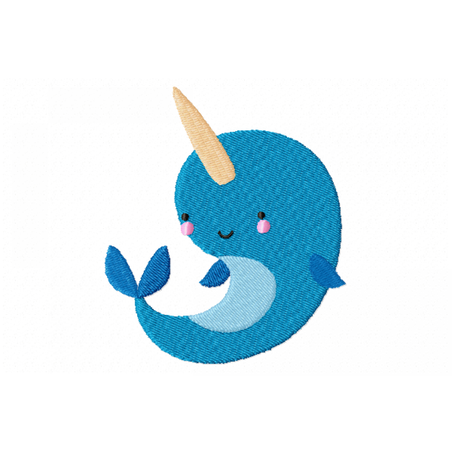 Cute Narwhal Embroidery Design 4x4