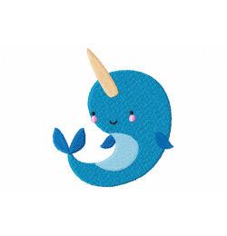 Cute Narwhal Embroidery Design 4x4 Cute Narwhal Embroidery Design 4x4